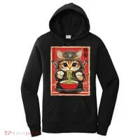 Japanese Samurai Ninja Cat Eating Ramen Women's Hoodie thumb 0
