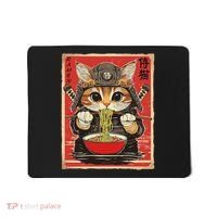 Japanese Samurai Ninja Cat Eating Ramen Mousepad thumb 0
