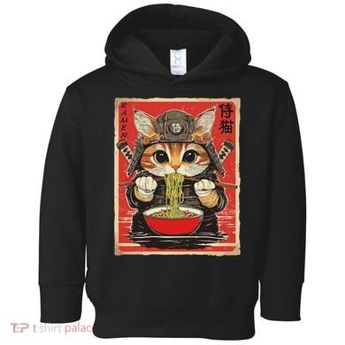 Japanese Samurai Ninja Cat Eating Ramen Toddler Hoodie