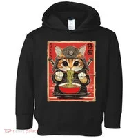 Japanese Samurai Ninja Cat Eating Ramen Toddler Hoodie thumb 0