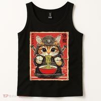 Japanese Samurai Ninja Cat Eating Ramen Tank Top thumb 2