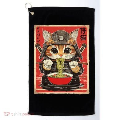 Japanese Samurai Ninja Cat Eating Ramen Golf Towel