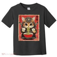 Japanese Samurai Ninja Cat Eating Ramen Toddler T-Shirt thumb 0