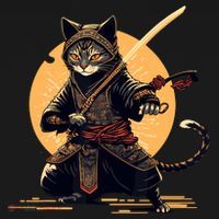 Japanese Samurai Ninja Cat Anime Kawaii Catzilla Cat Ornament thumb 1
