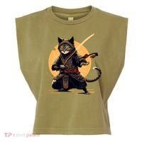 Japanese Samurai Ninja Cat Anime Kawaii Catzilla Cat Garment-Dyed Women's Muscle Tee thumb 0
