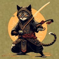 Japanese Samurai Ninja Cat Anime Kawaii Catzilla Cat Garment-Dyed Women's Muscle Tee thumb 6