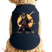 Japanese Samurai Ninja Cat Anime Kawaii Catzilla Cat Doggie Tank thumb 0