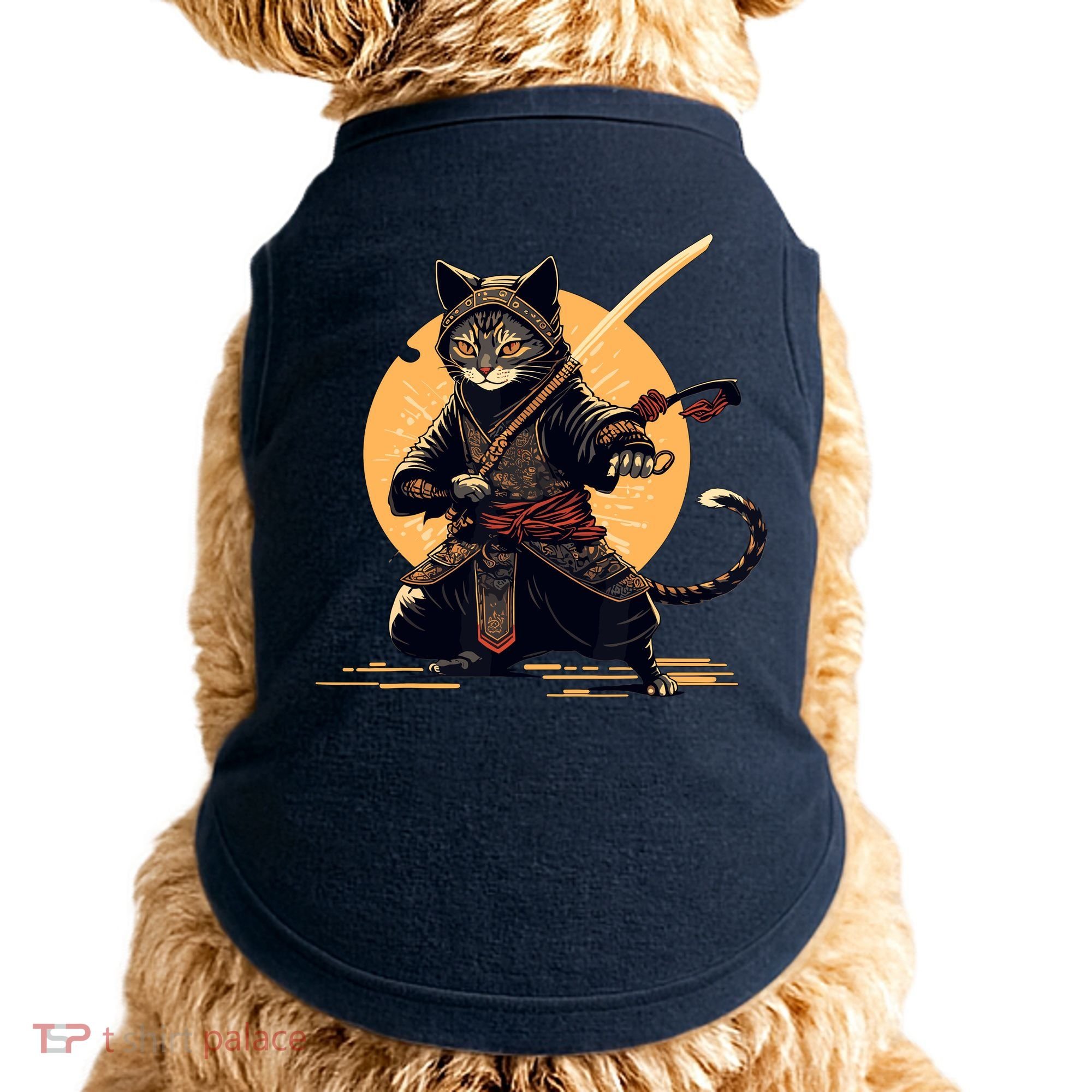 Japanese Samurai Ninja Cat Anime Kawaii Catzilla Cat Doggie Tank