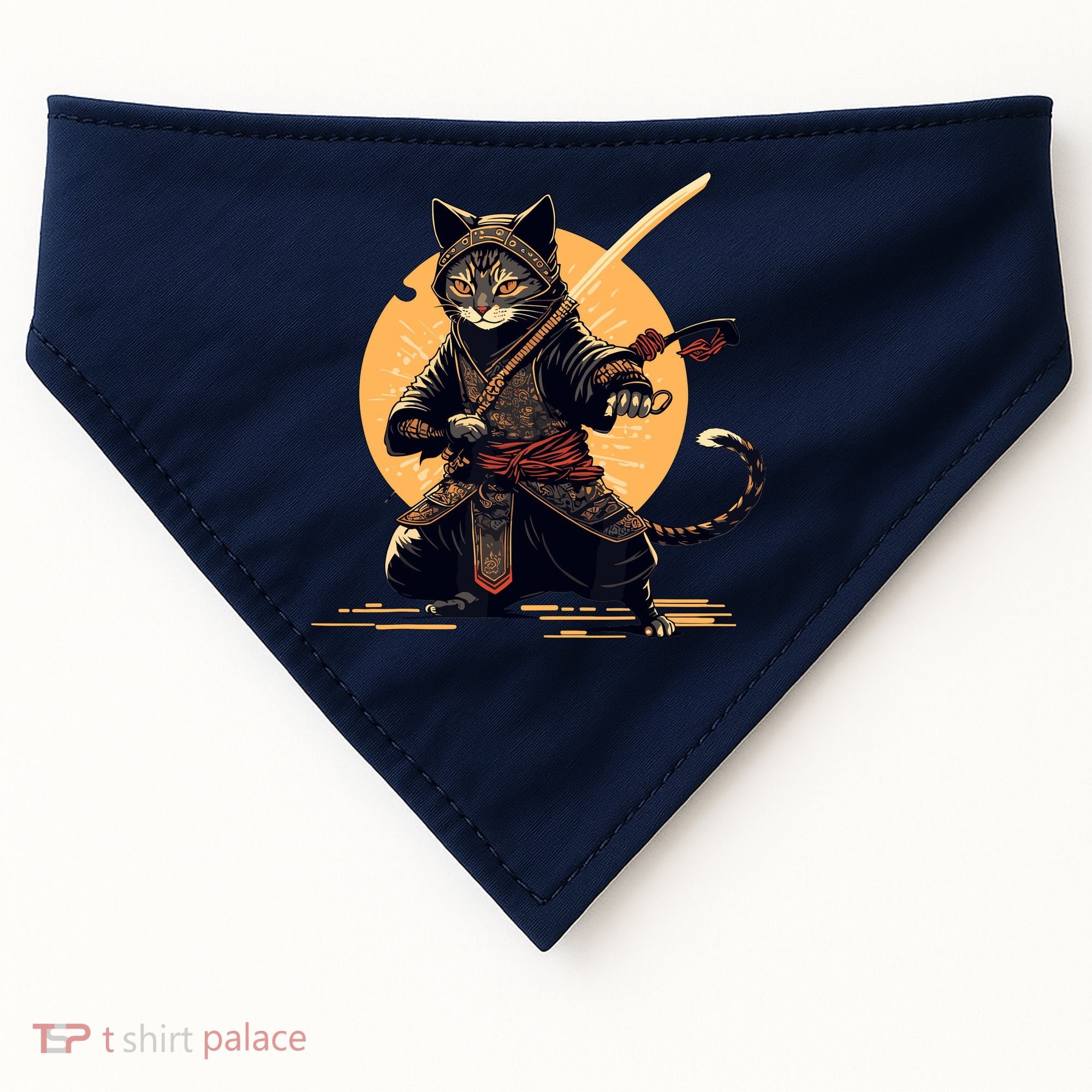 Japanese Samurai Ninja Cat Anime Kawaii Catzilla Cat USA-Made Doggie Bandana
