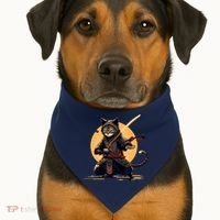 Japanese Samurai Ninja Cat Anime Kawaii Catzilla Cat USA-Made Doggie Bandana thumb 1