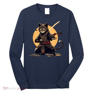 Japanese Samurai Ninja Cat Anime Kawaii Catzilla Cat Long Sleeve Shirt