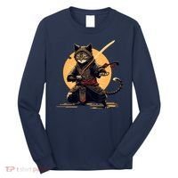 Japanese Samurai Ninja Cat Anime Kawaii Catzilla Cat Long Sleeve Shirt thumb 0