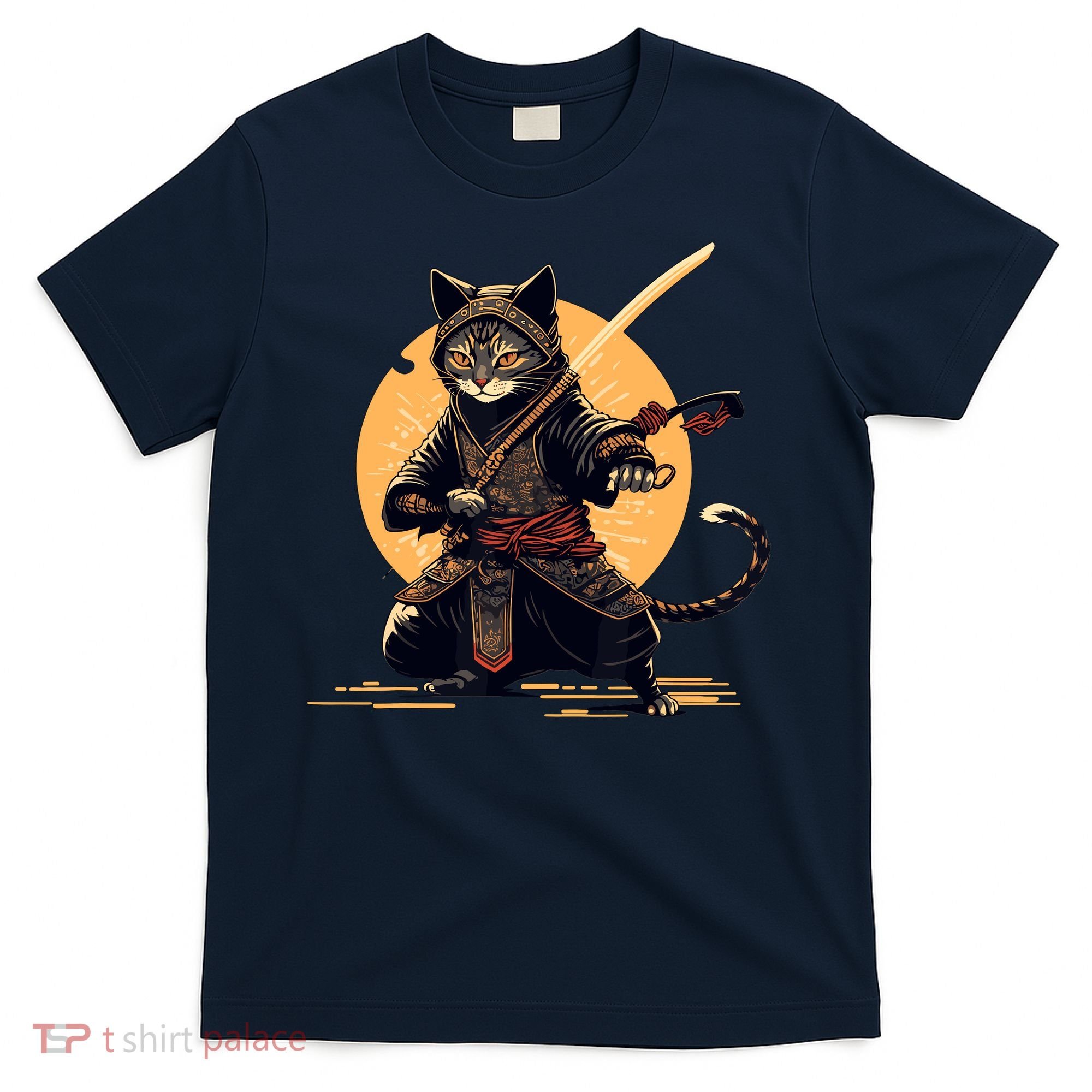 Japanese Samurai Ninja Cat Anime Kawaii Catzilla Cat T-Shirt