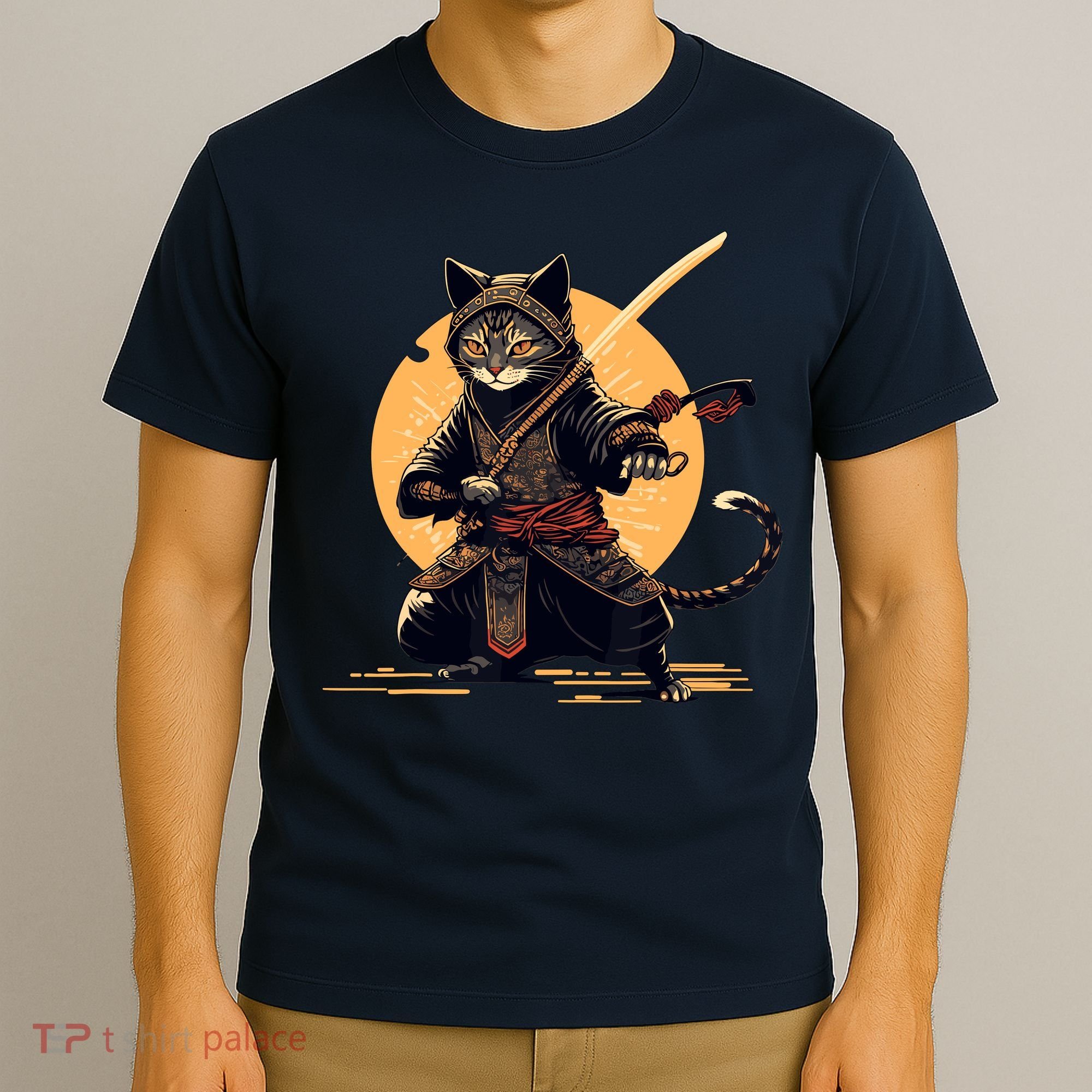 Japanese Samurai Ninja Cat Anime Kawaii Catzilla Cat T-Shirt
