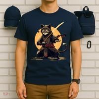 Japanese Samurai Ninja Cat Anime Kawaii Catzilla Cat T-Shirt thumb 6