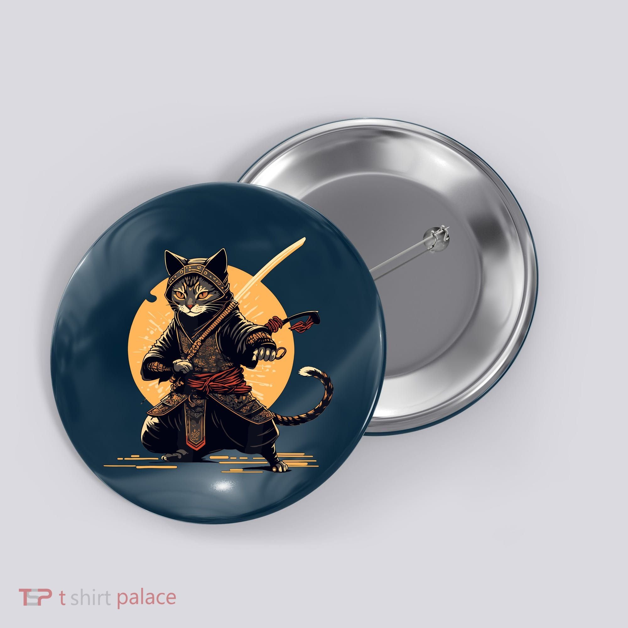 Japanese Samurai Ninja Cat Anime Kawaii Catzilla Cat Button
