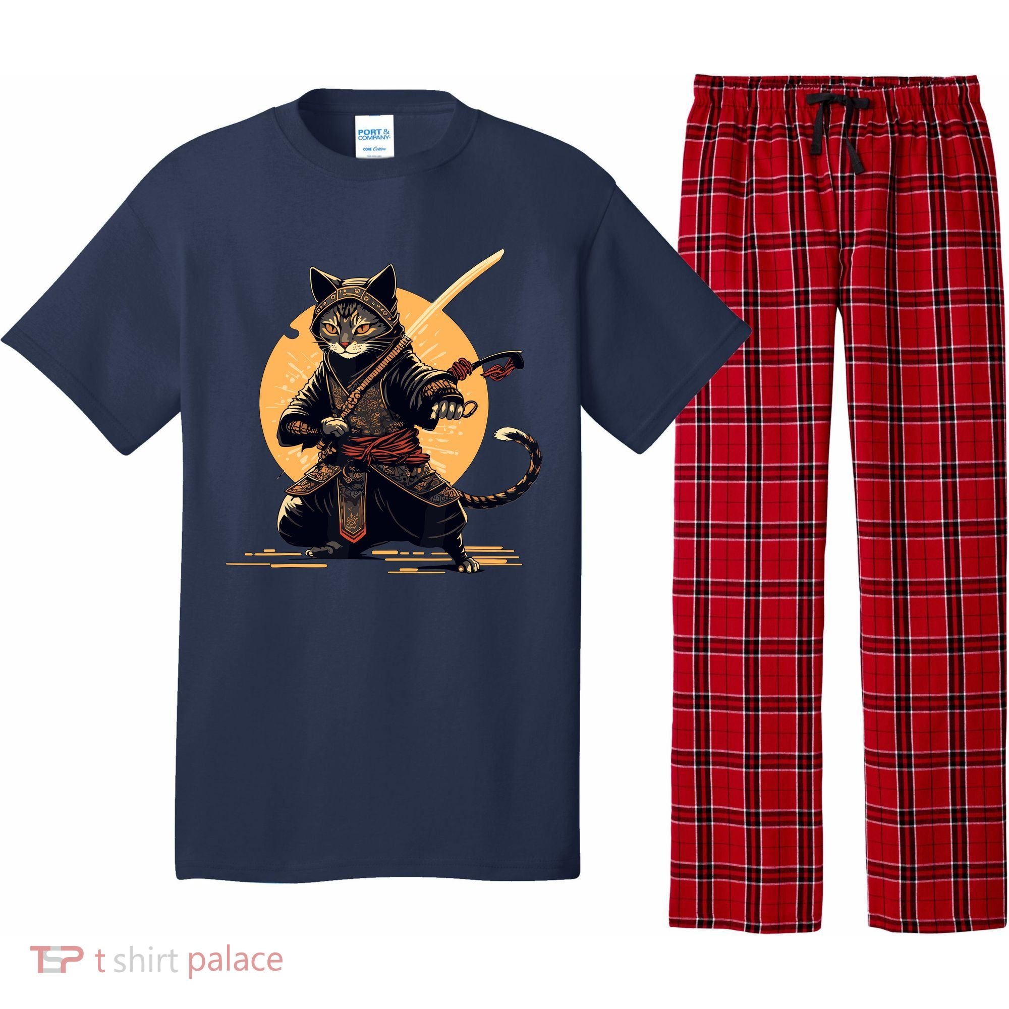 Japanese Samurai Ninja Cat Anime Kawaii Catzilla Cat Pajama Set