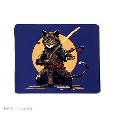 Japanese Samurai Ninja Cat Anime Kawaii Catzilla Cat Mousepad