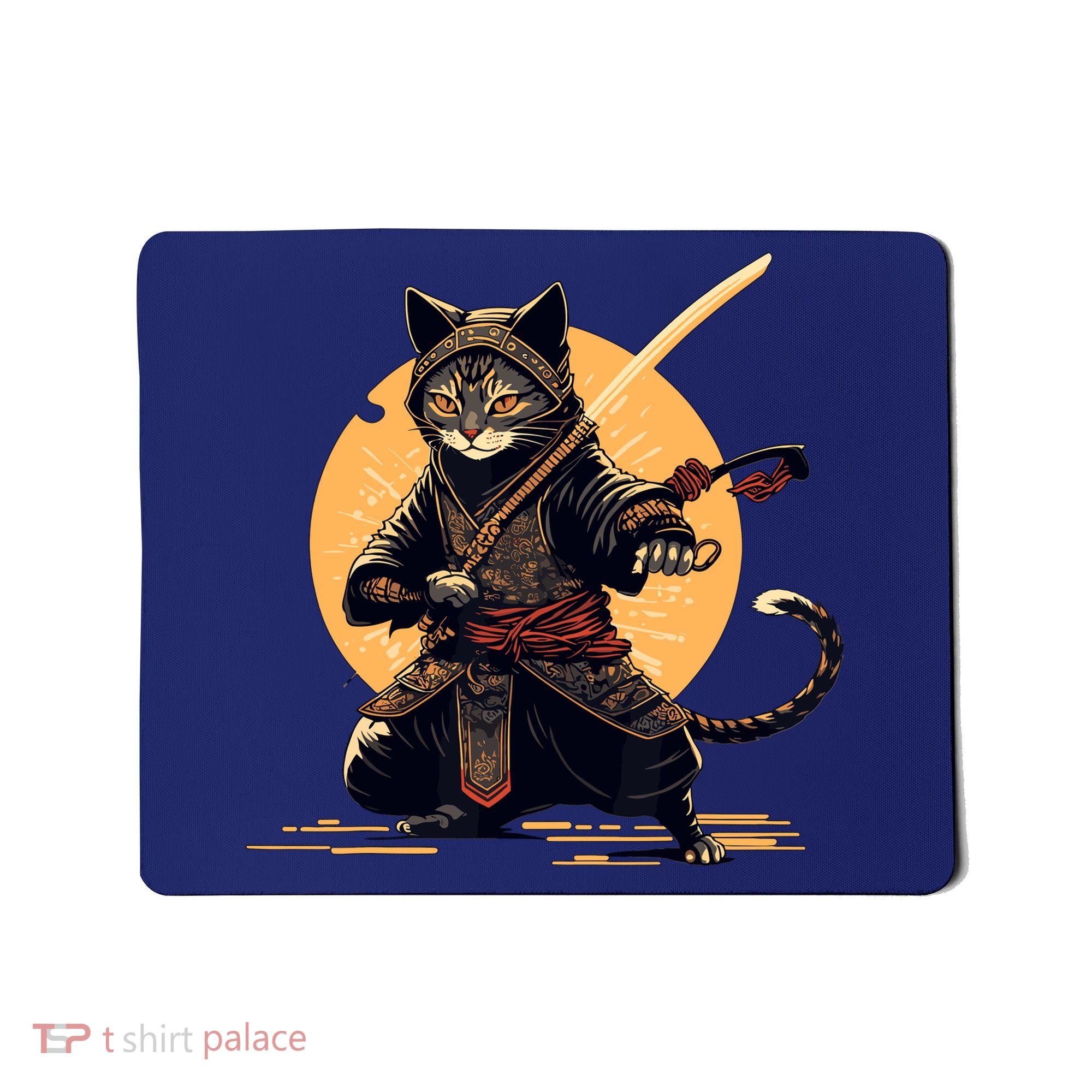 Japanese Samurai Ninja Cat Anime Kawaii Catzilla Cat Mousepad