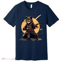 Japanese Samurai Ninja Cat Anime Kawaii Catzilla Cat Premium T-Shirt thumb 0