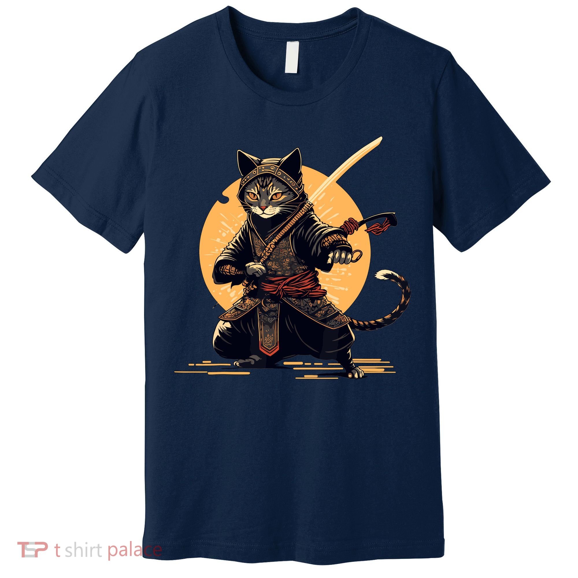 Japanese Samurai Ninja Cat Anime Kawaii Catzilla Cat Premium T-Shirt