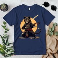 Japanese Samurai Ninja Cat Anime Kawaii Catzilla Cat Premium T-Shirt thumb 2