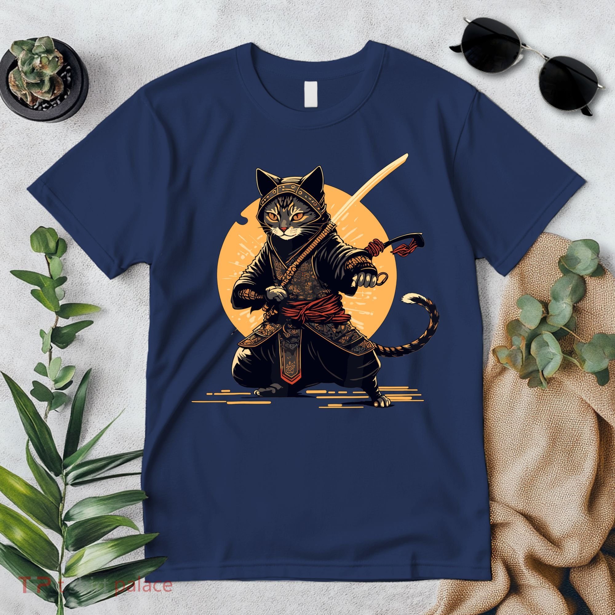 Japanese Samurai Ninja Cat Anime Kawaii Catzilla Cat Premium T-Shirt