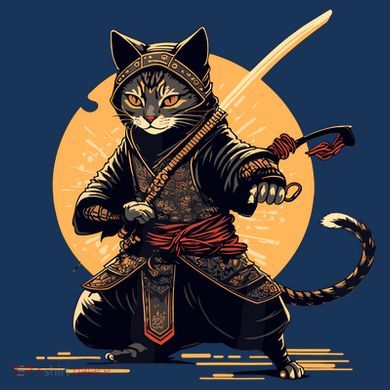 Japanese Samurai Ninja Cat Anime Kawaii Catzilla Cat Premium T-Shirt