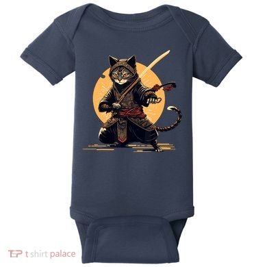 Japanese Samurai Ninja Cat Anime Kawaii Catzilla Cat Baby Bodysuit