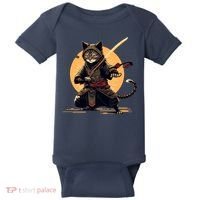 Japanese Samurai Ninja Cat Anime Kawaii Catzilla Cat Baby Bodysuit thumb 0