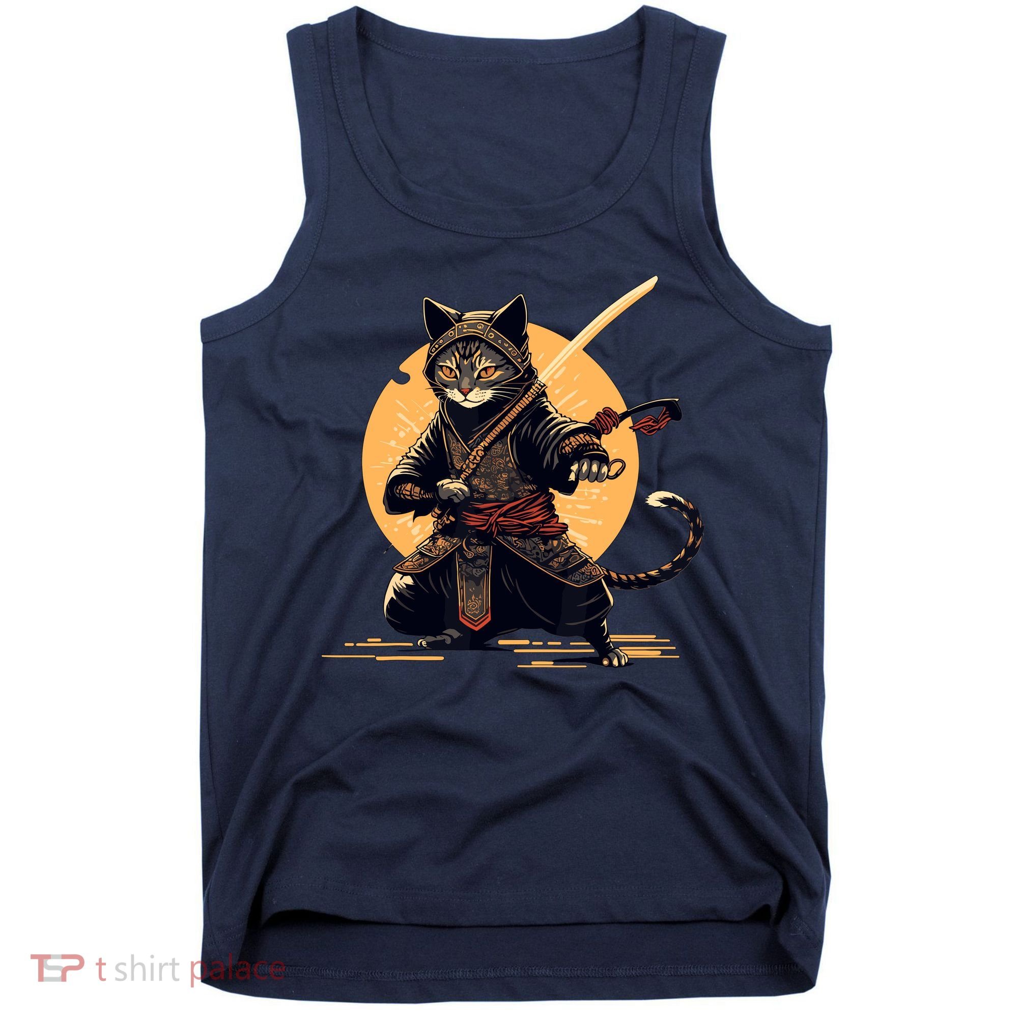 Japanese Samurai Ninja Cat Anime Kawaii Catzilla Cat Tank Top