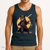 Japanese Samurai Ninja Cat Anime Kawaii Catzilla Cat Tank Top thumb 3