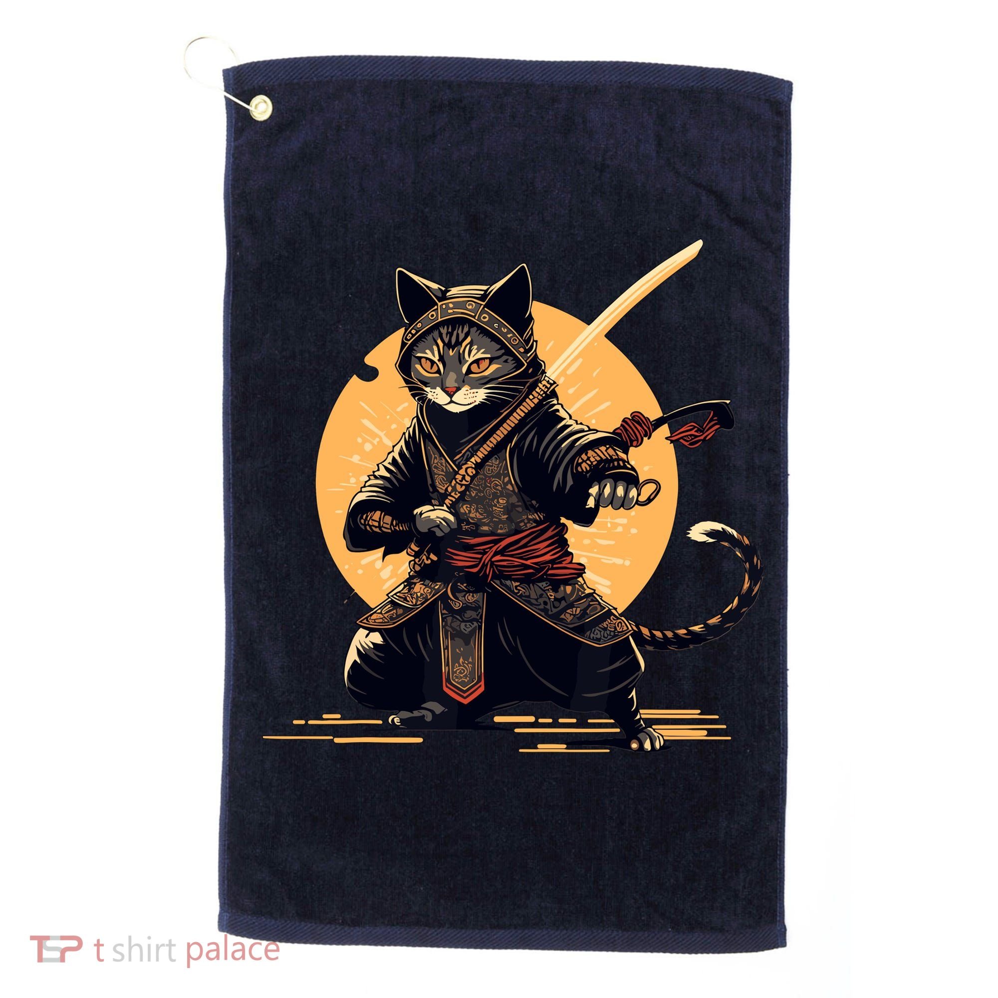 Japanese Samurai Ninja Cat Anime Kawaii Catzilla Cat Golf Towel
