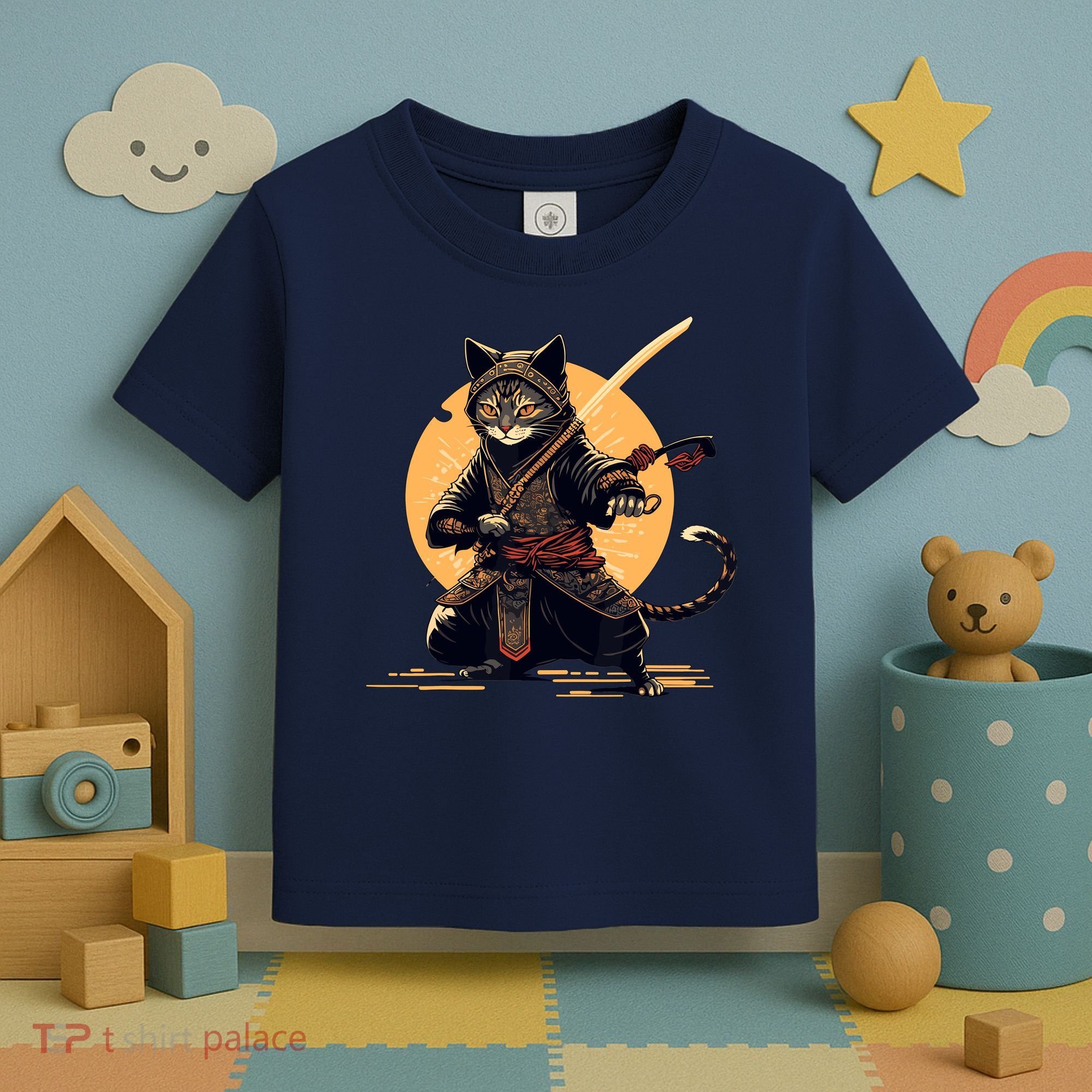 Japanese Samurai Ninja Cat Anime Kawaii Catzilla Cat Toddler T-Shirt