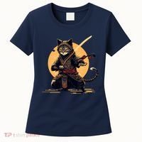 Japanese Samurai Ninja Cat Anime Kawaii Catzilla Cat Women's T-Shirt thumb 0