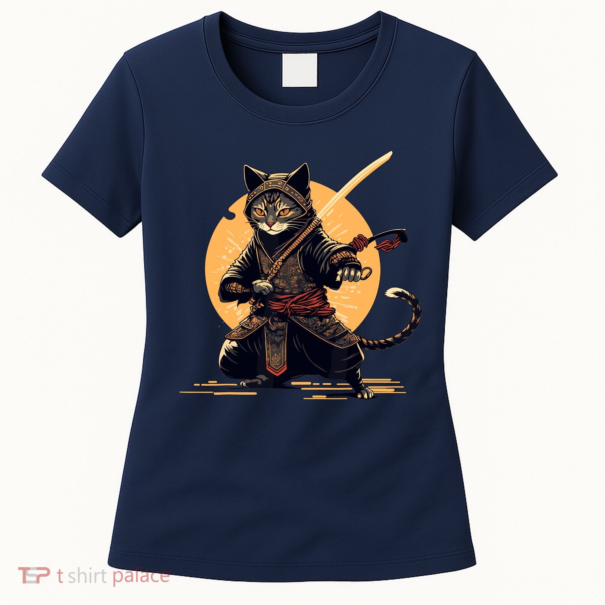 Japanese Samurai Ninja Cat Anime Kawaii Catzilla Cat Women's T-Shirt