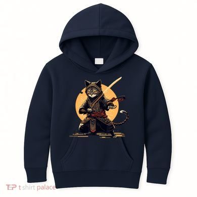 Japanese Samurai Ninja Cat Anime Kawaii Catzilla Cat Kids Hoodie