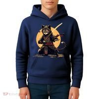 Japanese Samurai Ninja Cat Anime Kawaii Catzilla Cat Kids Hoodie thumb 4