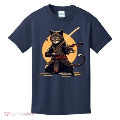 Japanese Samurai Ninja Cat Anime Kawaii Catzilla Cat Kids T-Shirt