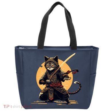 Japanese Samurai Ninja Cat Anime Kawaii Catzilla Cat Tote Bag