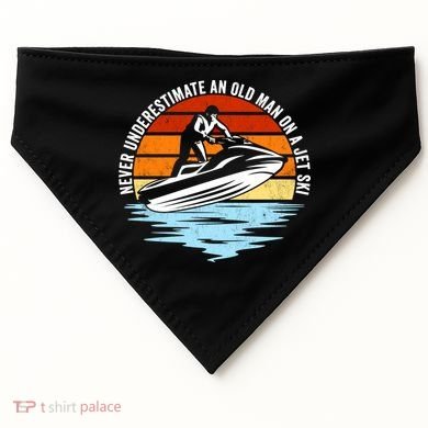 Jet Skiing Never Underestimate An Old On A Jet Ski Cool Gift USA-Made Doggie Bandana