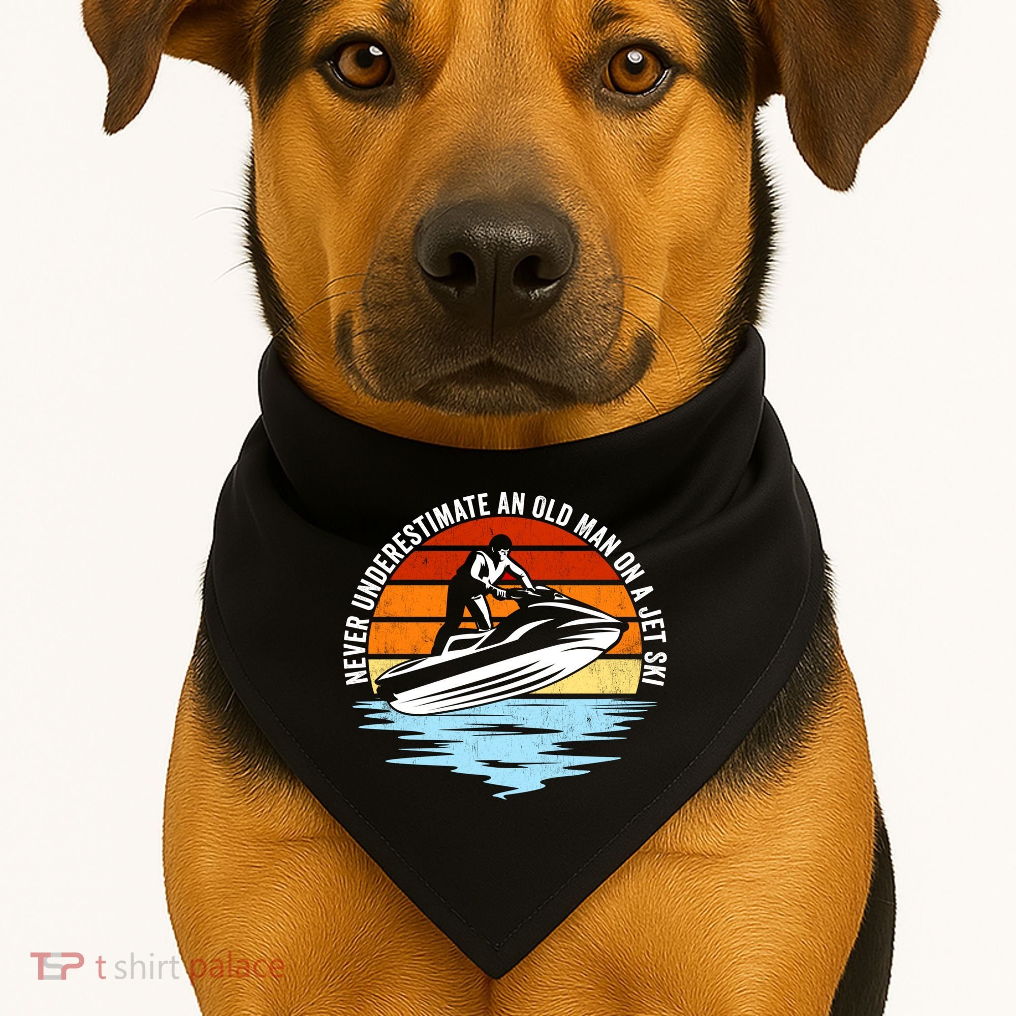 Jet Skiing Never Underestimate An Old On A Jet Ski Cool Gift USA-Made Doggie Bandana