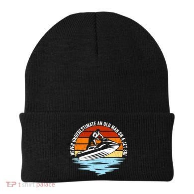Jet Skiing Never Underestimate An Old On A Jet Ski Cool Gift Beanie