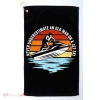 Jet Skiing Never Underestimate An Old On A Jet Ski Cool Gift Golf Towel thumb 0