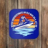 Jet Skiing Never Underestimate An Old On A Jet Ski Cool Gift Coaster thumb 0