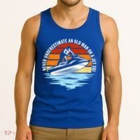 Jet Skiing Never Underestimate An Old On A Jet Ski Cool Gift Tank Top thumb 3