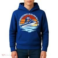 Jet Skiing Never Underestimate An Old On A Jet Ski Cool Gift Kids Hoodie thumb 4