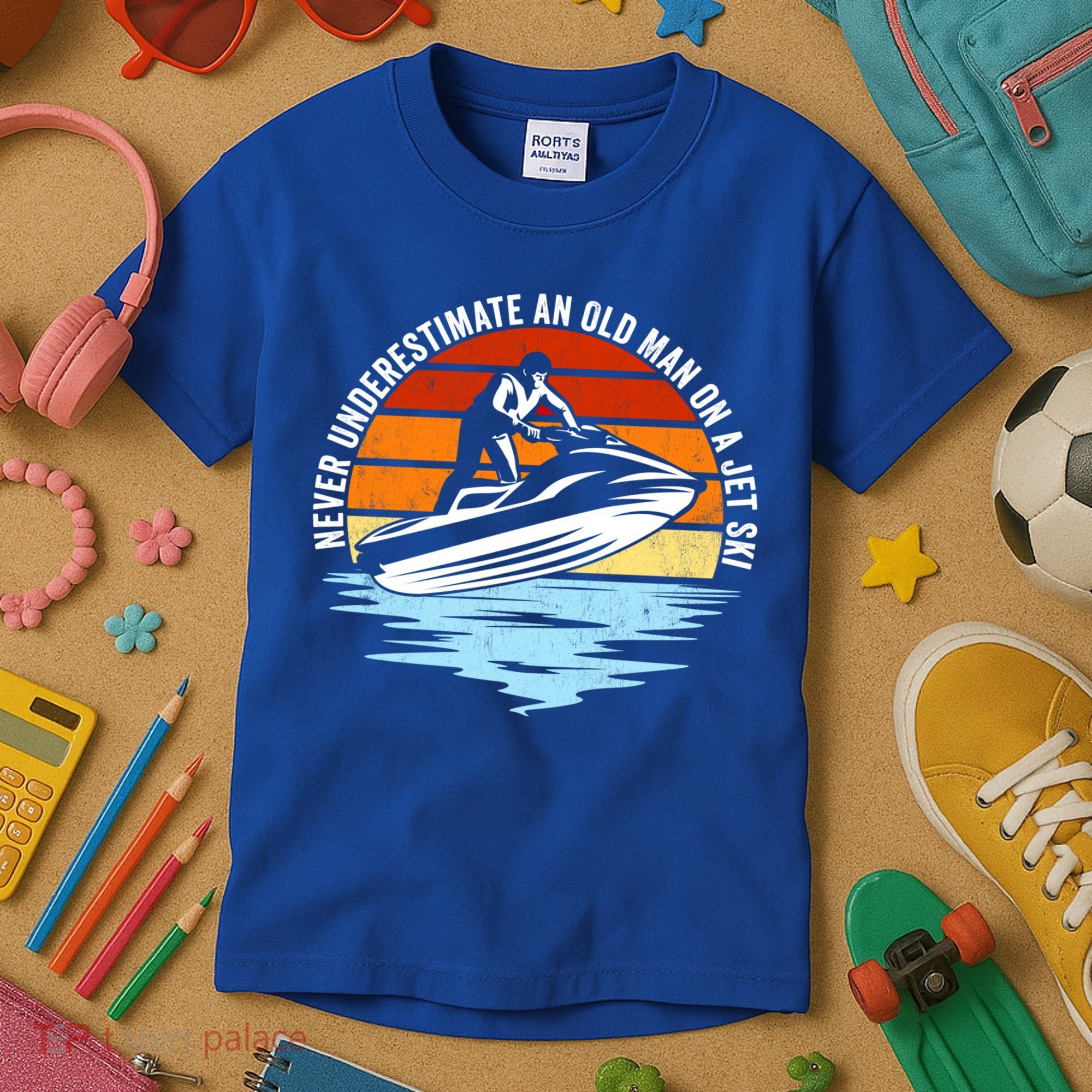 Jet Skiing Never Underestimate An Old On A Jet Ski Cool Gift Kids T-Shirt