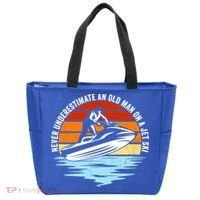 Jet Skiing Never Underestimate An Old On A Jet Ski Cool Gift Tote Bag thumb 0