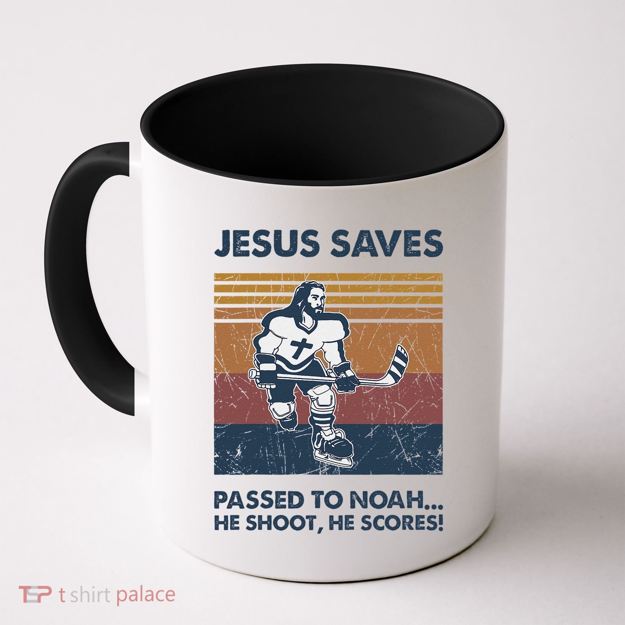 Jesus Saves Passes To Noah He Shoots He Scores Coffee Mug